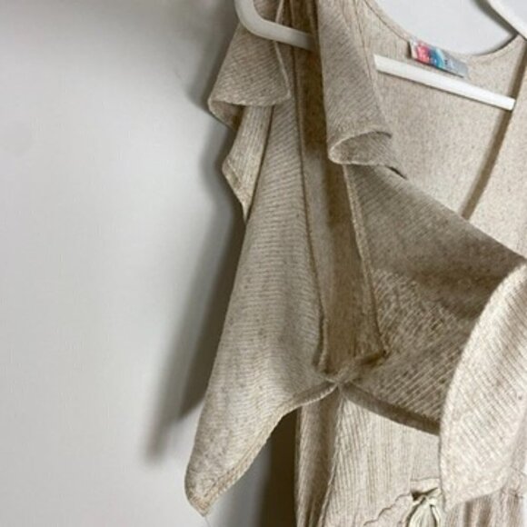 Free People FP Beach Harper Oatmeal Tiered Dress Womens XS Ruffle Knit V Neck - Picture 6 of 9